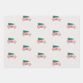 火クラシック車のクリスマスツリー ラッピングペーパーシート (正面2)