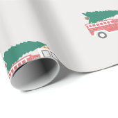 火クラシック車のクリスマスツリー ラッピングペーパー (ロールコーナー)