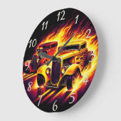 火クラシック道を走る熱棒 ラージ壁時計 (傾斜)