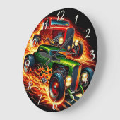 火クラシック道を走る熱棒 ラージ壁時計 (傾斜)