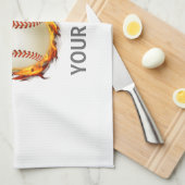 火パーソナライズされた手拭き野球ボール キッチンタオル (四つ折り)