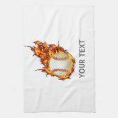 火パーソナライズされた手拭き野球ボール キッチンタオル (縦)