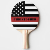 火パーソナライズされた撃戦闘細い赤線フラッグギフト 卓球ラケット (正面)