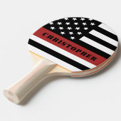 火パーソナライズされた撃戦闘細い赤線フラッグギフト 卓球ラケット (正面アングル)