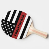 火パーソナライズされた撃戦闘細い赤線フラッグギフト 卓球ラケット (横)