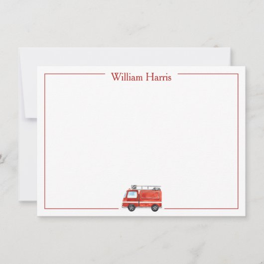 火パーソナライズされた車の文房具、少年の赤 サンキューカード (正面)