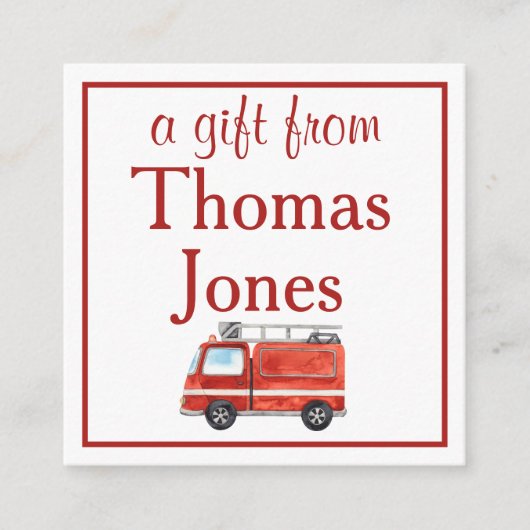 火パーソナライズされた車、少年の赤と白 エンクロージャーカード (正面)