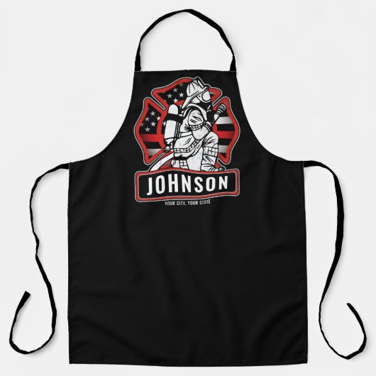 火パーソナライズされた軍消防団愛国国旗 エプロン (正面)