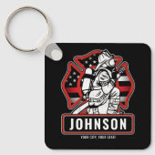 火パーソナライズされた軍消防団愛国国旗 キーホルダー (正面)