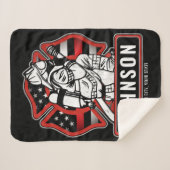 火パーソナライズされた軍消防団愛国国旗 シェルパブランケット (正面(横))