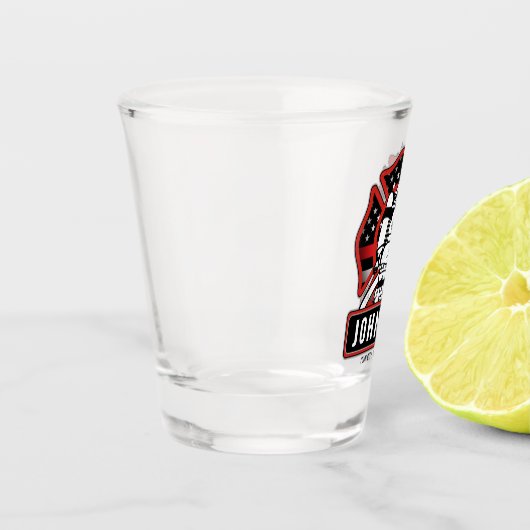 火パーソナライズされた軍消防団愛国国旗 ショットグラス (左)