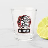 火パーソナライズされた軍消防団愛国国旗 ショットグラス (正面)