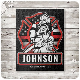 火パーソナライズされた軍消防団愛国国旗 ジグソーパズル