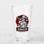 火パーソナライズされた軍消防団愛国国旗  タンブラーグラス (正面)