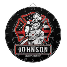 火パーソナライズされた軍消防団愛国国旗 ダーツボード