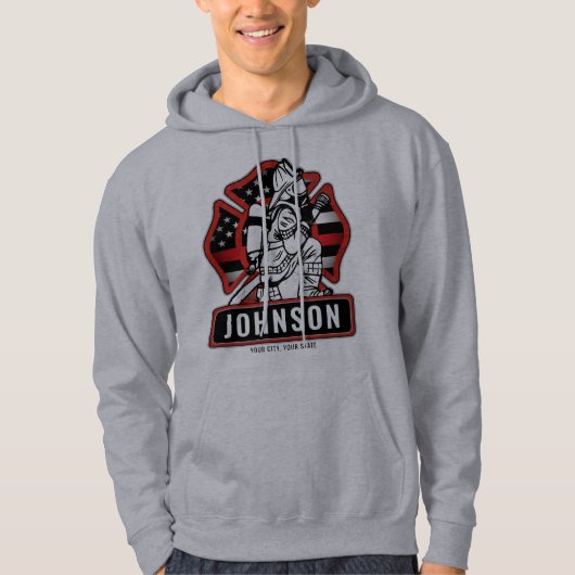 火パーソナライズされた軍消防団愛国国旗 パーカ (正面)