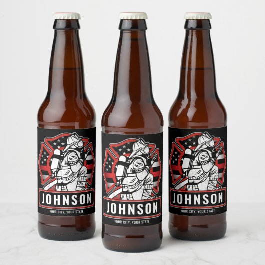 火パーソナライズされた軍消防団愛国国旗 ビールラベル (ボトル)