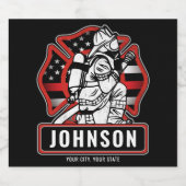 火パーソナライズされた軍消防団愛国国旗 ビールラベル (シングルラベル)