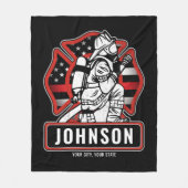 火パーソナライズされた軍消防団愛国国旗 フリースブランケット (正面)