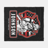 火パーソナライズされた軍消防団愛国国旗 フリースブランケット (正面(横))