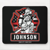 火パーソナライズされた軍消防団愛国国旗 マウスパッド (正面)