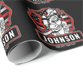 火パーソナライズされた軍消防団愛国国旗 ラッピングペーパー (ロールコーナー)