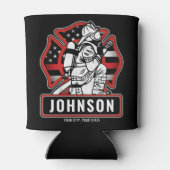 火パーソナライズされた軍消防団愛国国旗 缶クーラー (裏面)