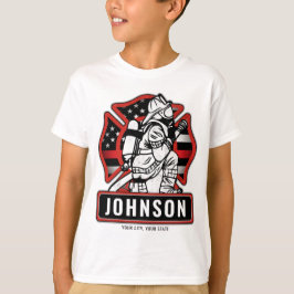 火パーソナライズされた軍消防団愛国国旗 Tシャツ