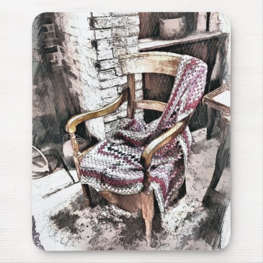 火ビクトリアン付き椅子 マウスパッド (正面)