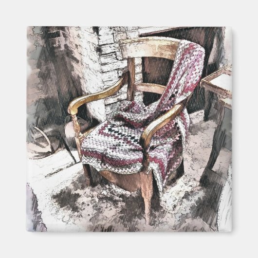 火ビクトリアン付き椅子 マグネット (正面)