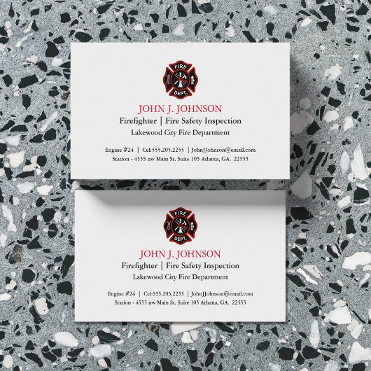 火モダンミニマル士 | 火災検査官ホワイト 名刺