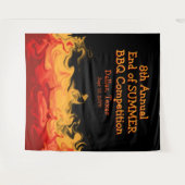 火モダン炎BBQ調理師オフ競争 タペストリー (正面(横))