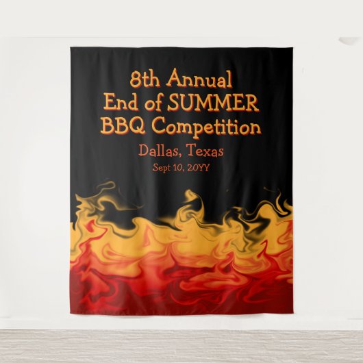 火モダン炎BBQ調理師オフ競争 タペストリー (正面)