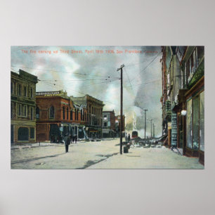 火上がる第3 Streetの1906年の地震 ポスター