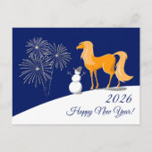 火中国の馬2026の新年を祝う シーズンポストカード (正面)
