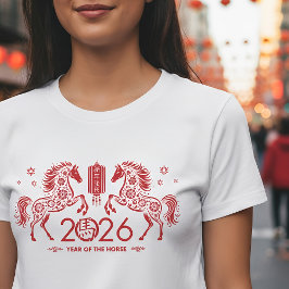 火中国の馬2026の新年 Tシャツ