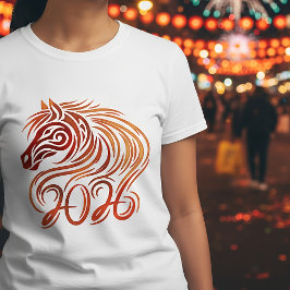 火中国の馬2026の新年 Tシャツ