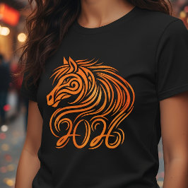 火中国の馬2026の新年 Tシャツ