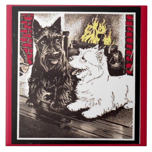 火事で黒っちょと白 タイル (正面)