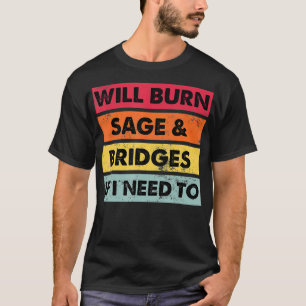 火傷する聖人もしと橋をレトロ Tシャツ