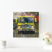 火及び救助のトラックの消防士の柱時計 スクエア壁時計 (ホーム)