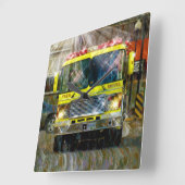 火及び救助のトラックの消防士の柱時計 スクエア壁時計 (傾斜)