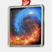 火及び水カッコいいの抽象芸術 メタルオーナメント (左)