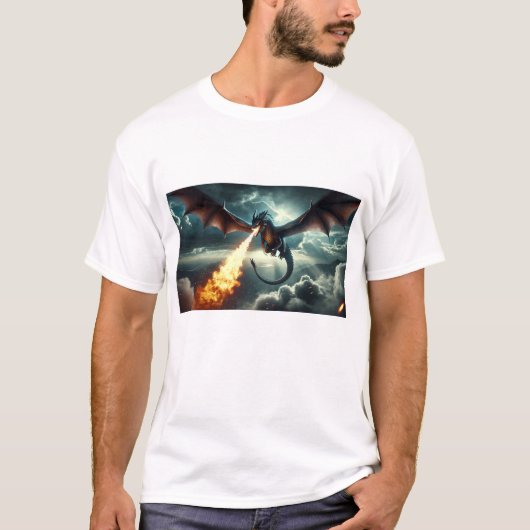 火吹きドラゴングラフィックティー Tシャツ (正面)