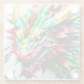 火吹きドラゴングリーンとレッド ガラスコースター (裏面)
