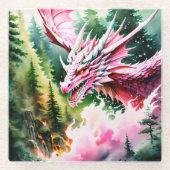 火吹きドラゴンピ鮮やかンクはかりで測 ガラスコースター (正面)