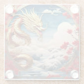 火吹きドラゴンレッド・ブルーと金ゴールド はかりで測 ガラスコースター (裏面)