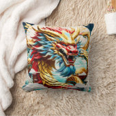 火吹きドラゴンレッド・ブルーと金ゴールド はかりで測 クッション (ブランケット)