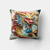 火吹きドラゴンレッド・ブルーと金ゴールド はかりで測 クッション (裏面)