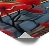 火吹きドラゴンレッド・ブルーと金ゴールド はかりで測 ポスター (角)